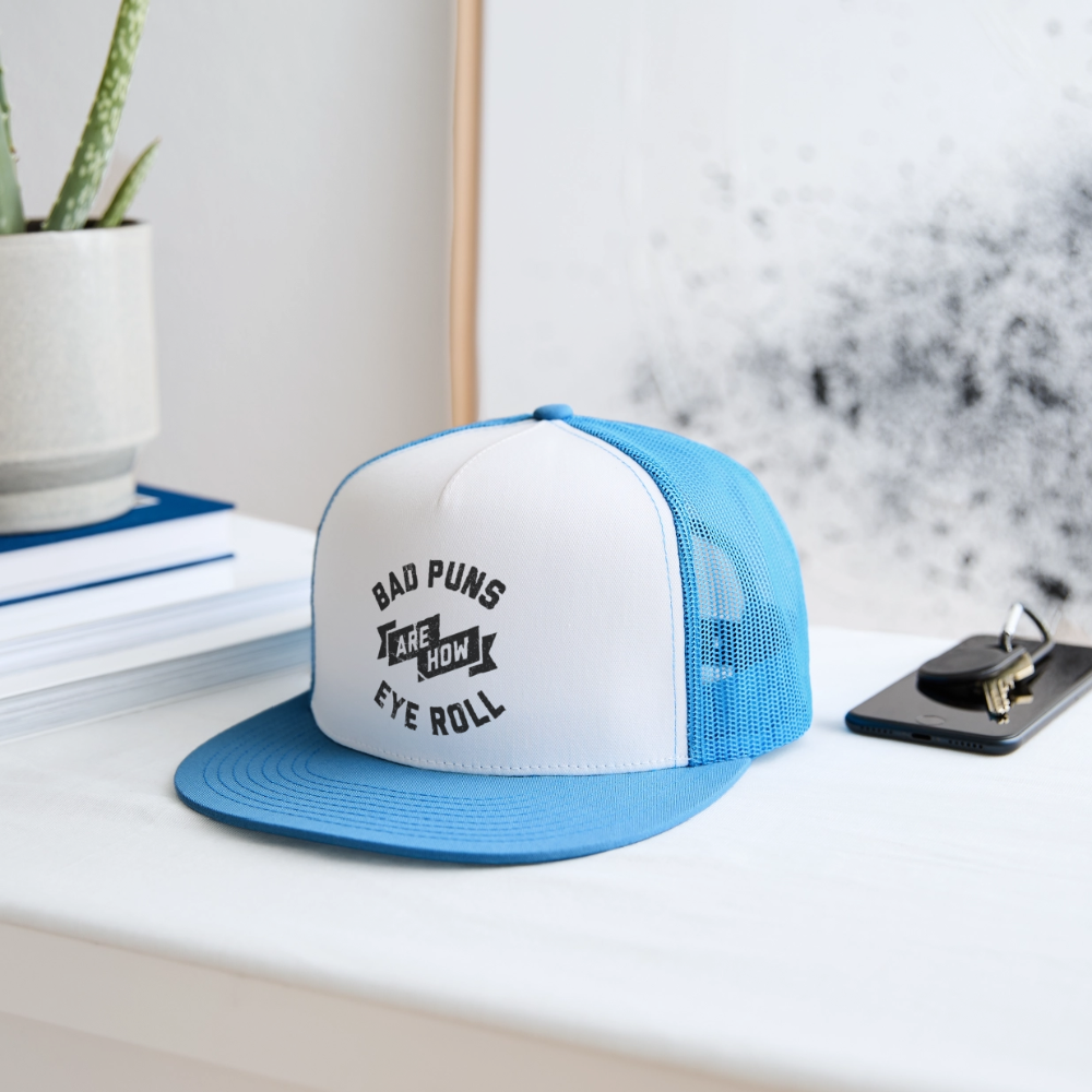 Bad Puns Trucker Hat - white/blue