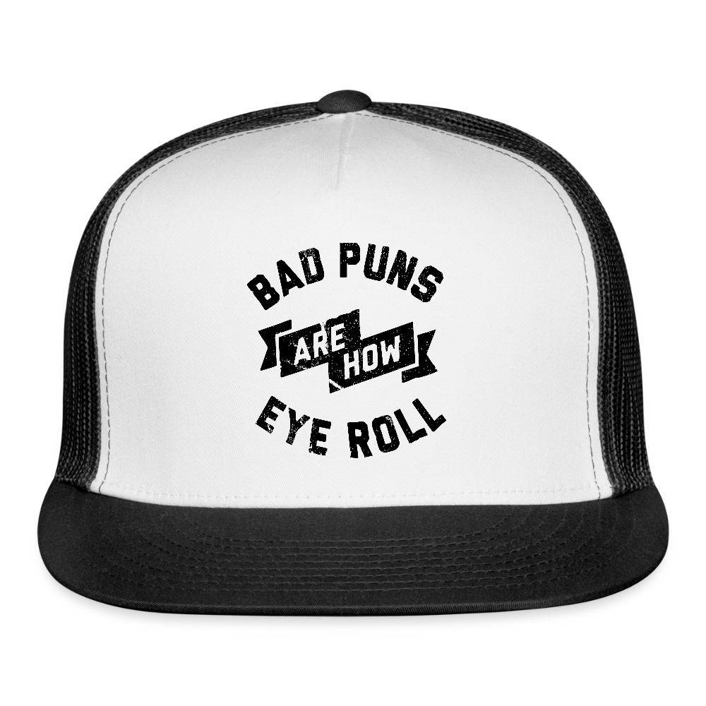 Bad Puns Trucker Hat - white/black