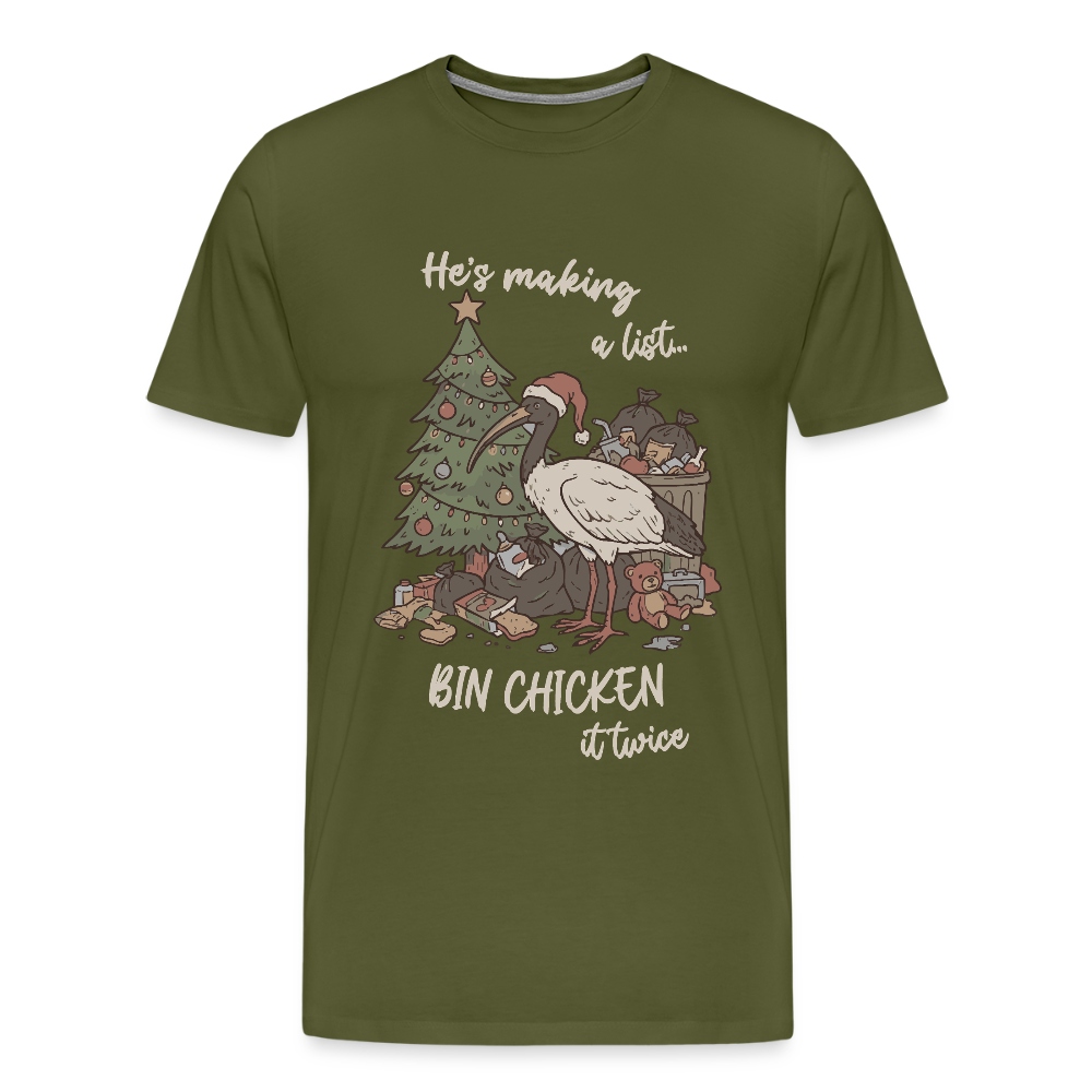 Bin Chook Xmas Dark - Men's Premium T-Shirt - olive green