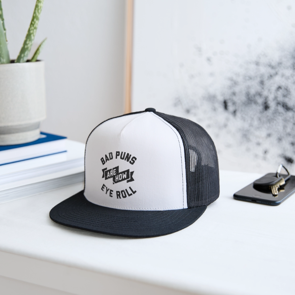 Bad Puns Trucker Hat - white/black